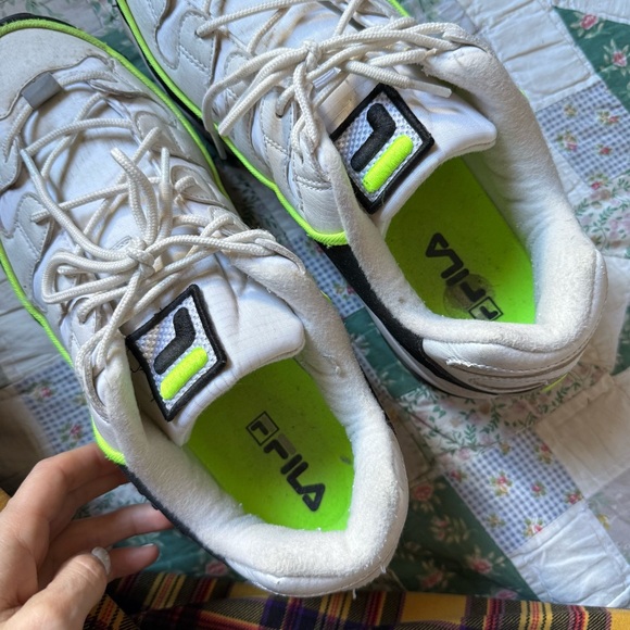 Fila White and Black Sneakers with Neon Highlights - Picture 3 of 11